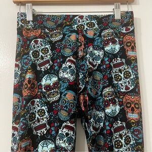 Runway Ready Halloween Sugar Skull Leggings Multicolor Spooky Grunge Goth Size S